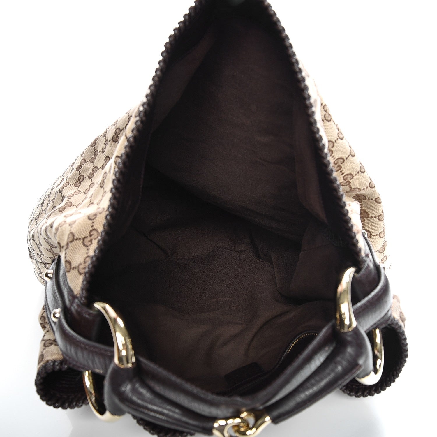 Gucci Monogram Large Horsebit Chain Hobo Dark Brown 5 of 14