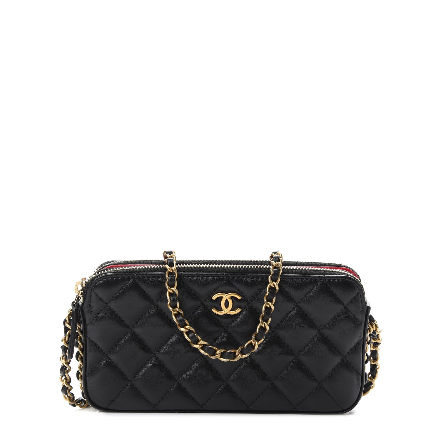 Chanel Lambskin Quilted Small Clutch With Chain Black 1 of 9