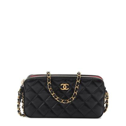 Chanel Lambskin Quilted Small Clutch With Chain Black 1 of 9