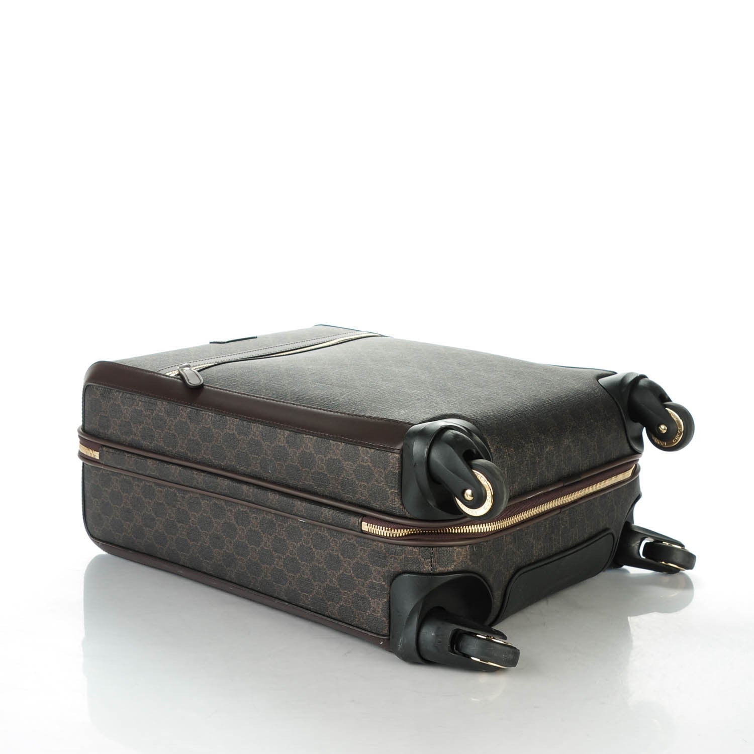 Gucci GG Supreme Monogram Four Wheel Carry On Suitcase Dark Brown 9 of 14