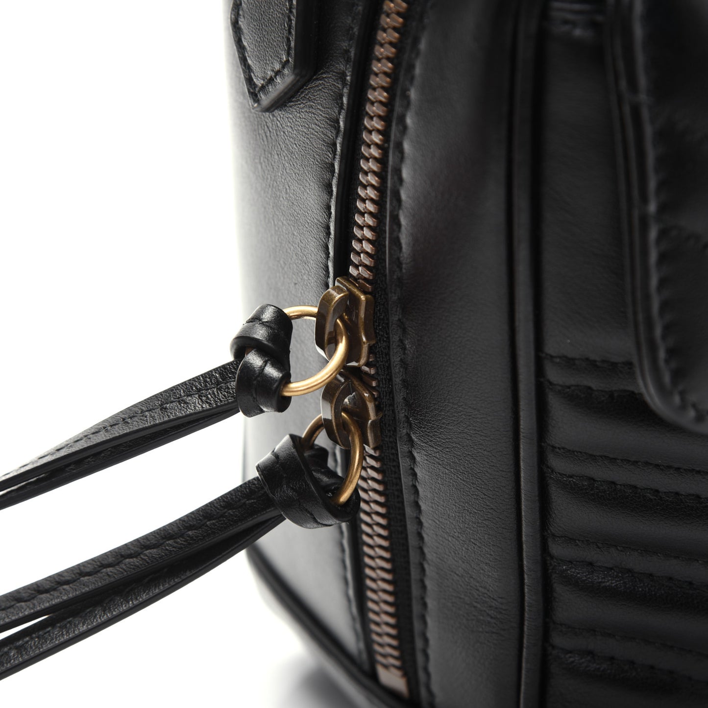 Calfskin Matelasse Sylvie Web Small GG Marmont Top Handle Shoulder Bag Black