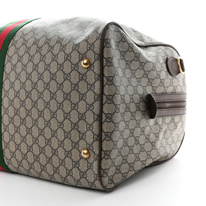 Gucci GG Supreme Monogram Textured Dollar Calfskin Web Large Savoy Duffle Bag Beige Ebony New Acero 9 of 15