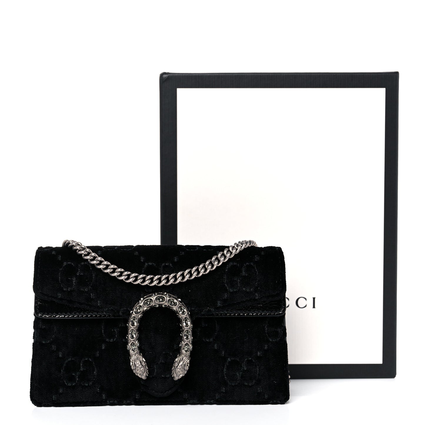 Velvet GG Monogram Super Mini Dionysus Shoulder Bag Black