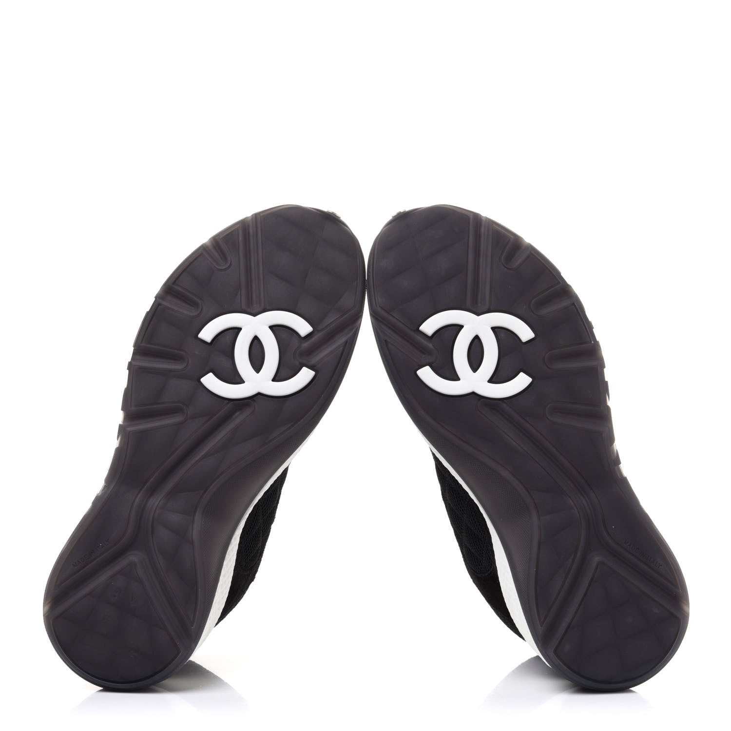 Chanel Fabric Suede Calfskin Womens CC Sneakers 38 Black White 5 of 10