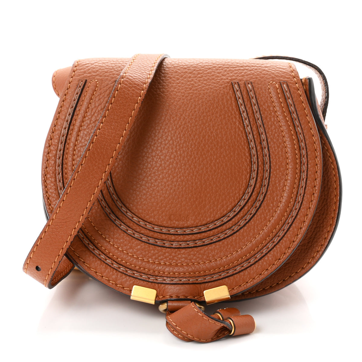 Calfskin Mini Marcie Round Crossbody Bag Tan