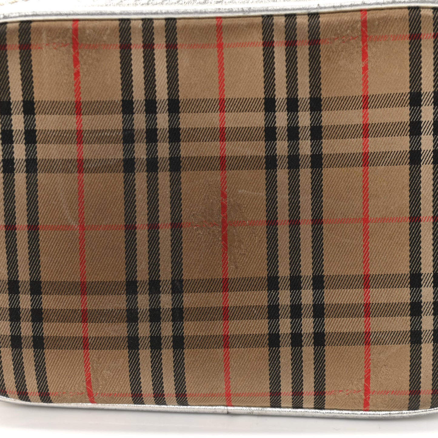 Smooth Calfskin 1983 Knight Check Link Camera Bag Silver
