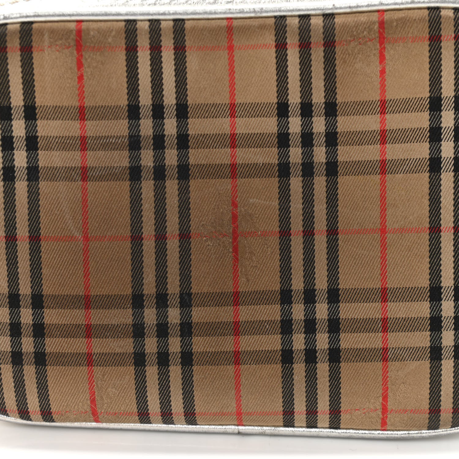 Burberry Smooth Calfskin 1983 Knight Check Link Camera Bag Silver 11 of 13