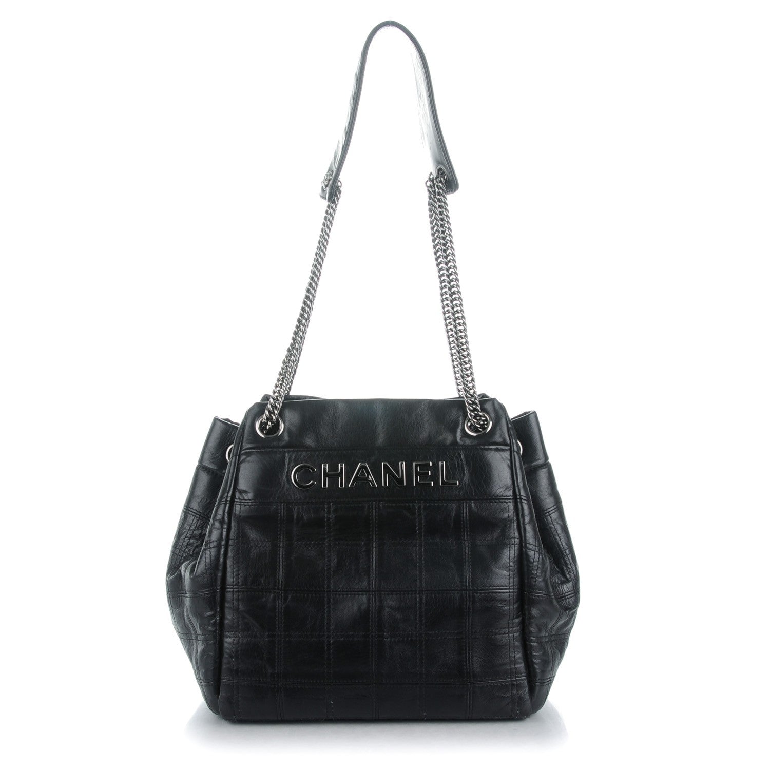 Chanel Lambskin Square Stitched Lax Accordion Shoulder Bag Black 1 of 7