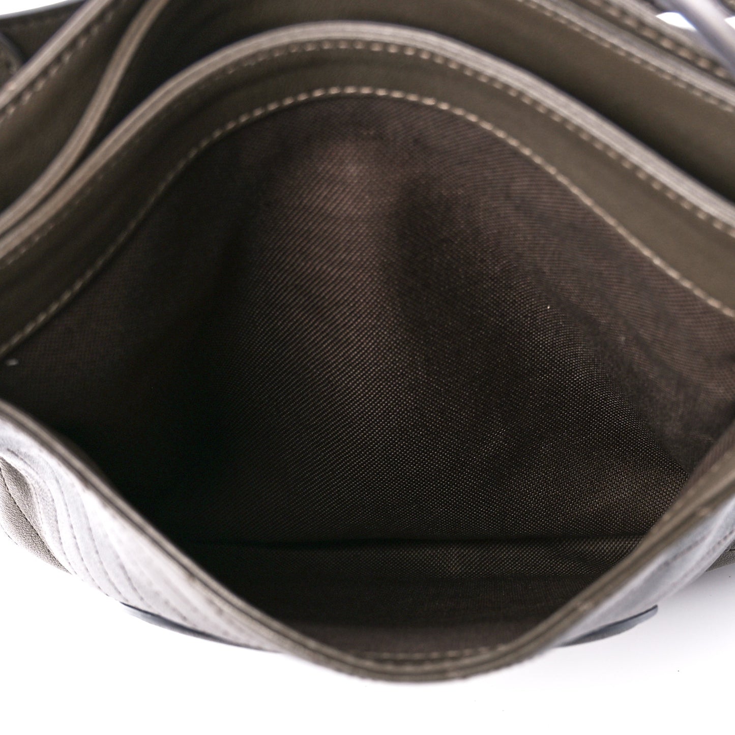 Sakai Be Green Calfskin Diagonal Stitched Small Blondie Tote Craclet Brown