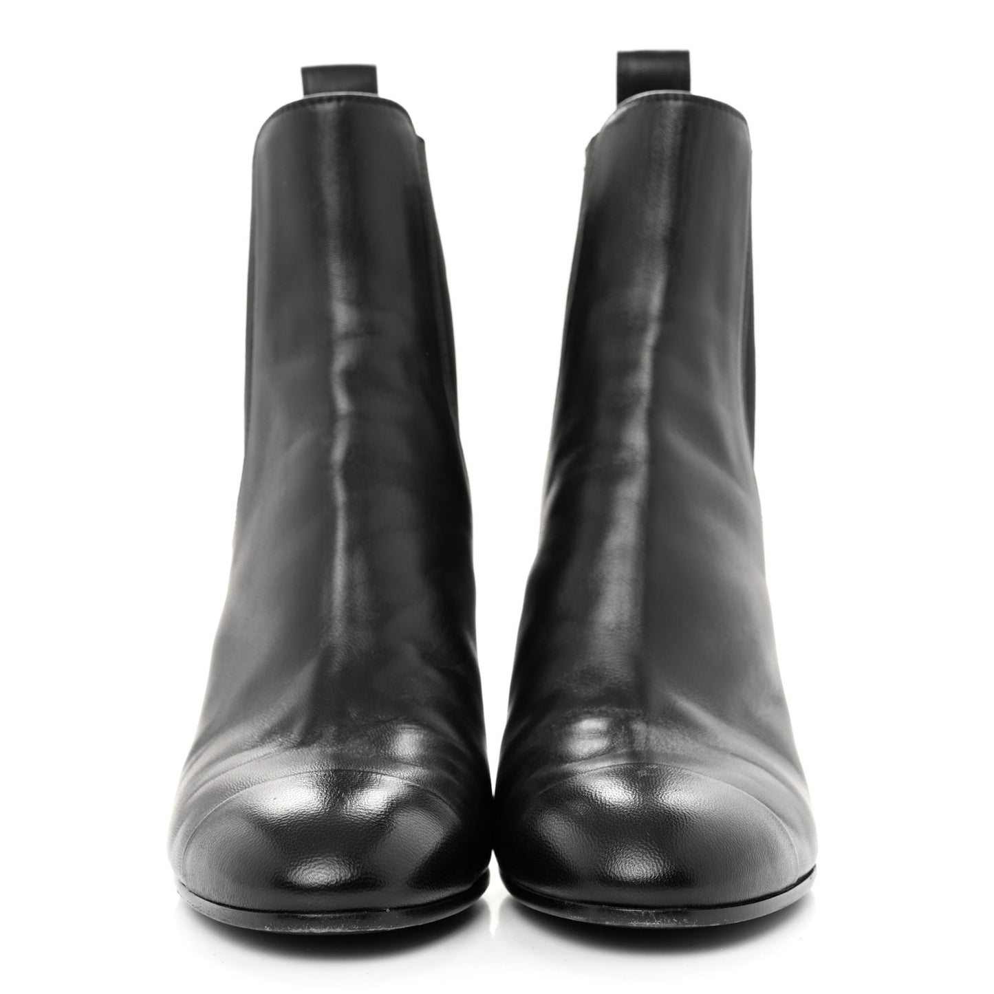 Lambskin Cap Toe CC Short Ankle Boots 36 Black