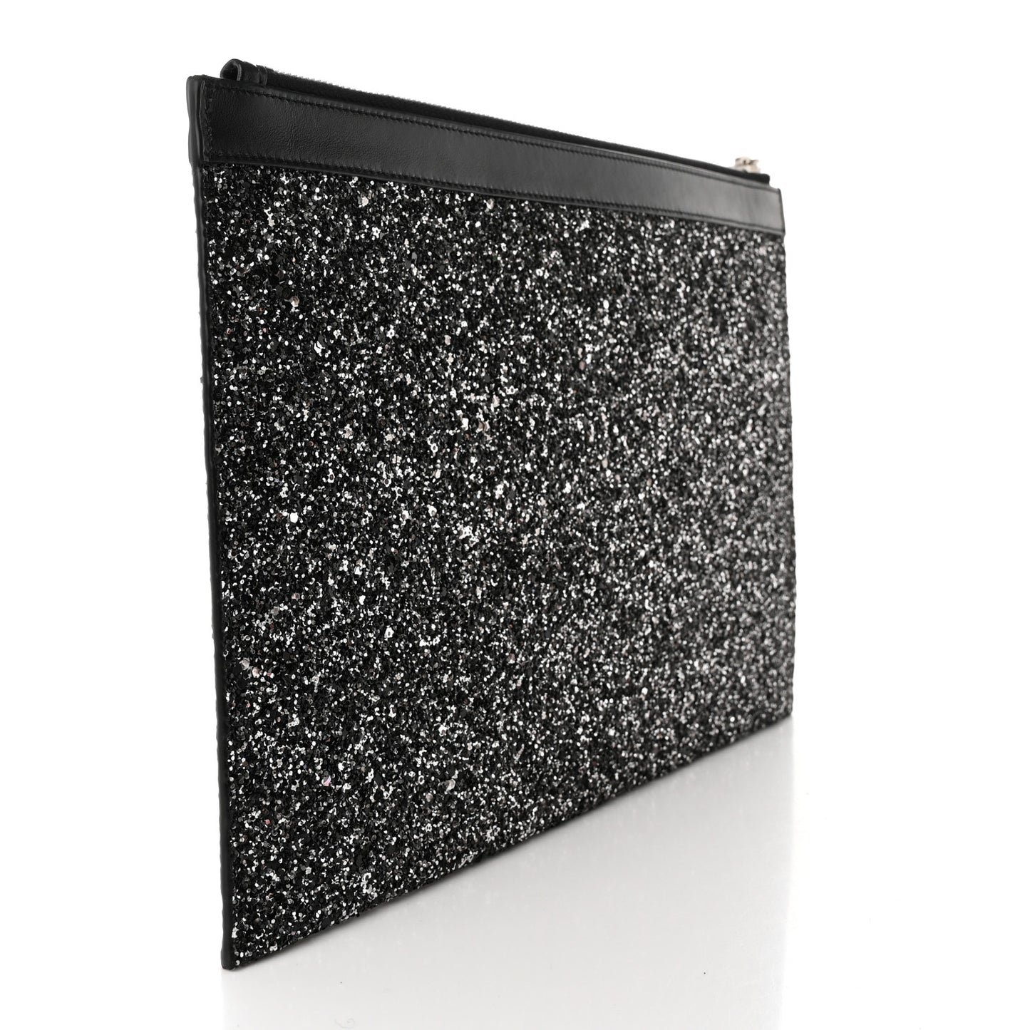 Calfskin Glitter Zipped Tablet Holder Black