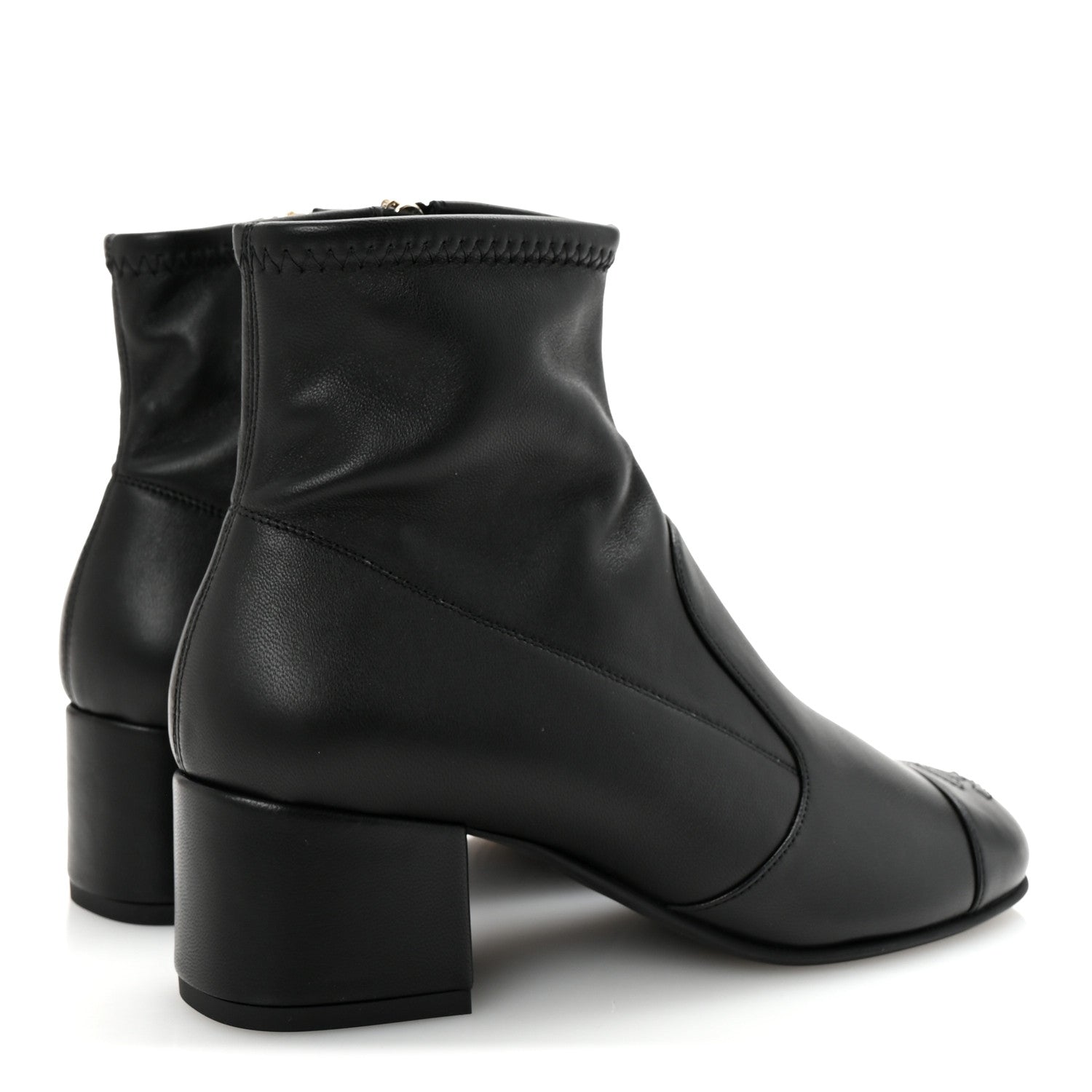 Chanel Stretch Lambskin Cap Toe CC Short Boots 35 Black 5 of 9