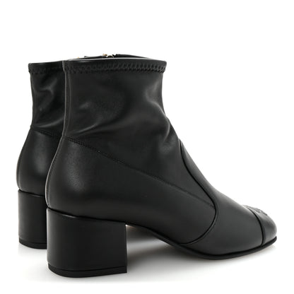 Chanel Stretch Lambskin Cap Toe CC Short Boots 35 Black 5 of 9