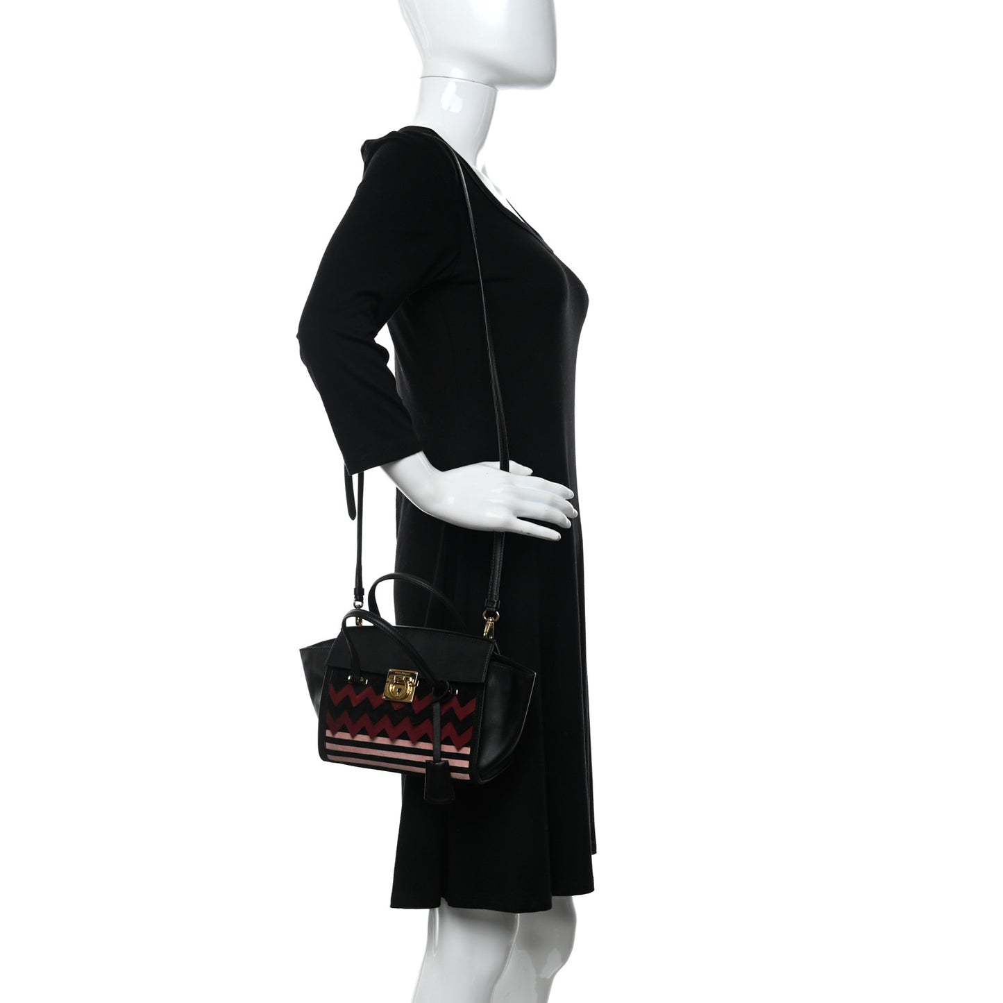 Calfskin Suede Mara Shoulder Bag Black Opera