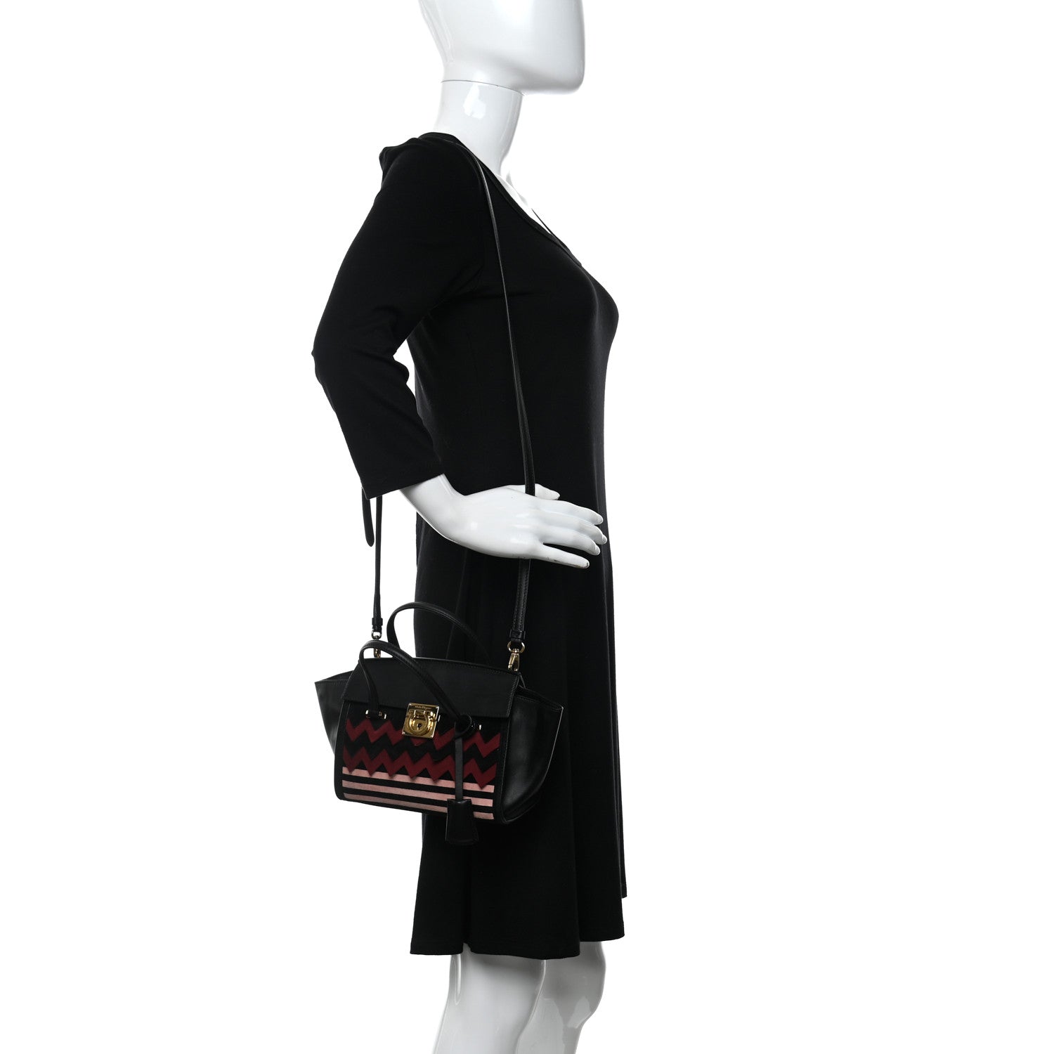 Salvatore Ferragamo Calfskin Suede Mara Shoulder Bag Black Opera 2 of 11