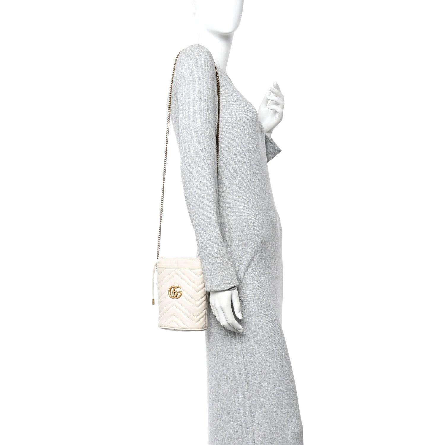 Gucci Calfskin Matelasse Mini GG Marmont 2.0 Bucket Bag White 2 of 11
