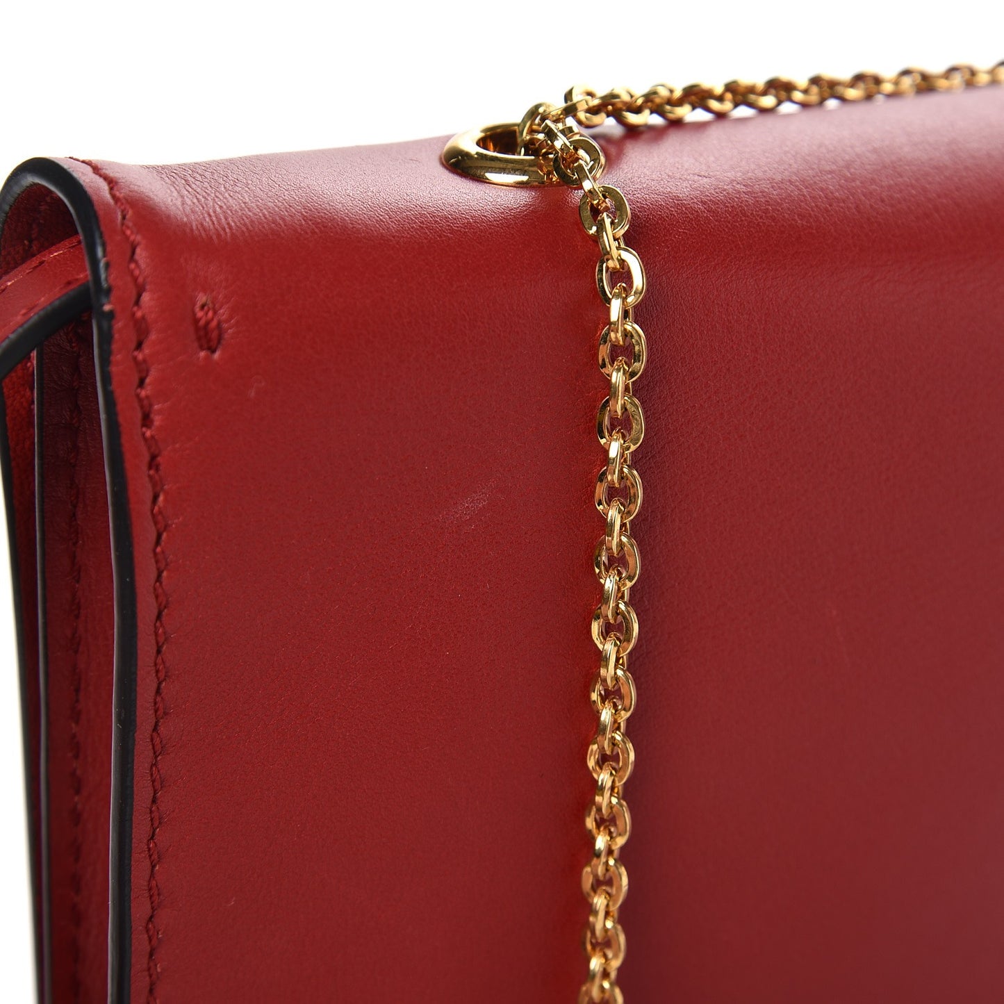 Vitello Shoulder Flap Bag Red