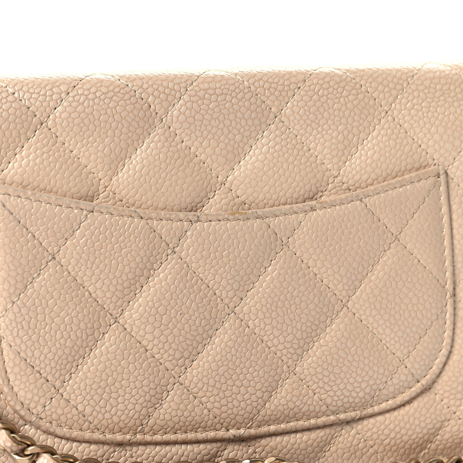 Chanel Pearly Caviar Quilted Wallet On Chain WOC Beige 12 of 13