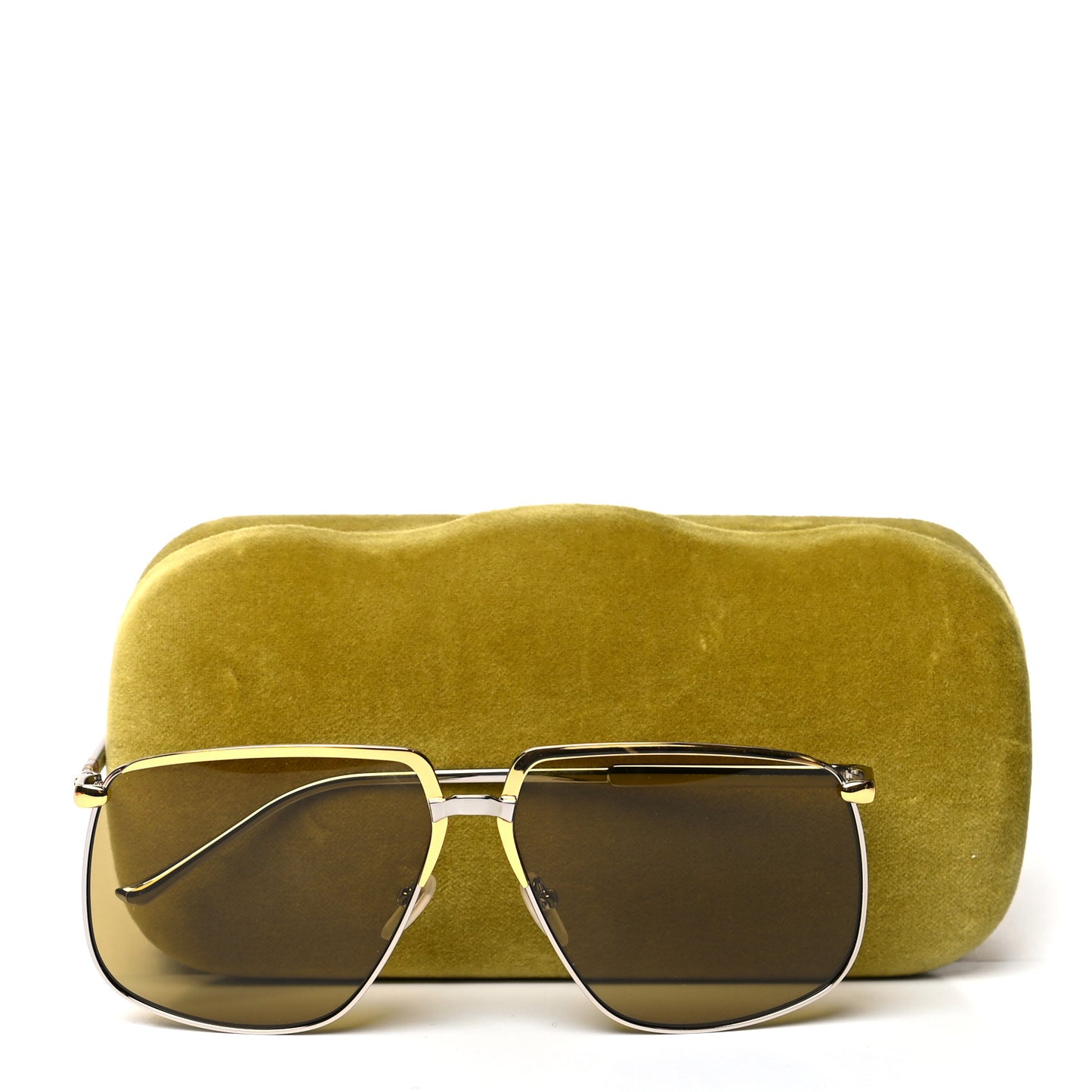 Metal Aviator Sunglasses GG0365S Silver Yellow
