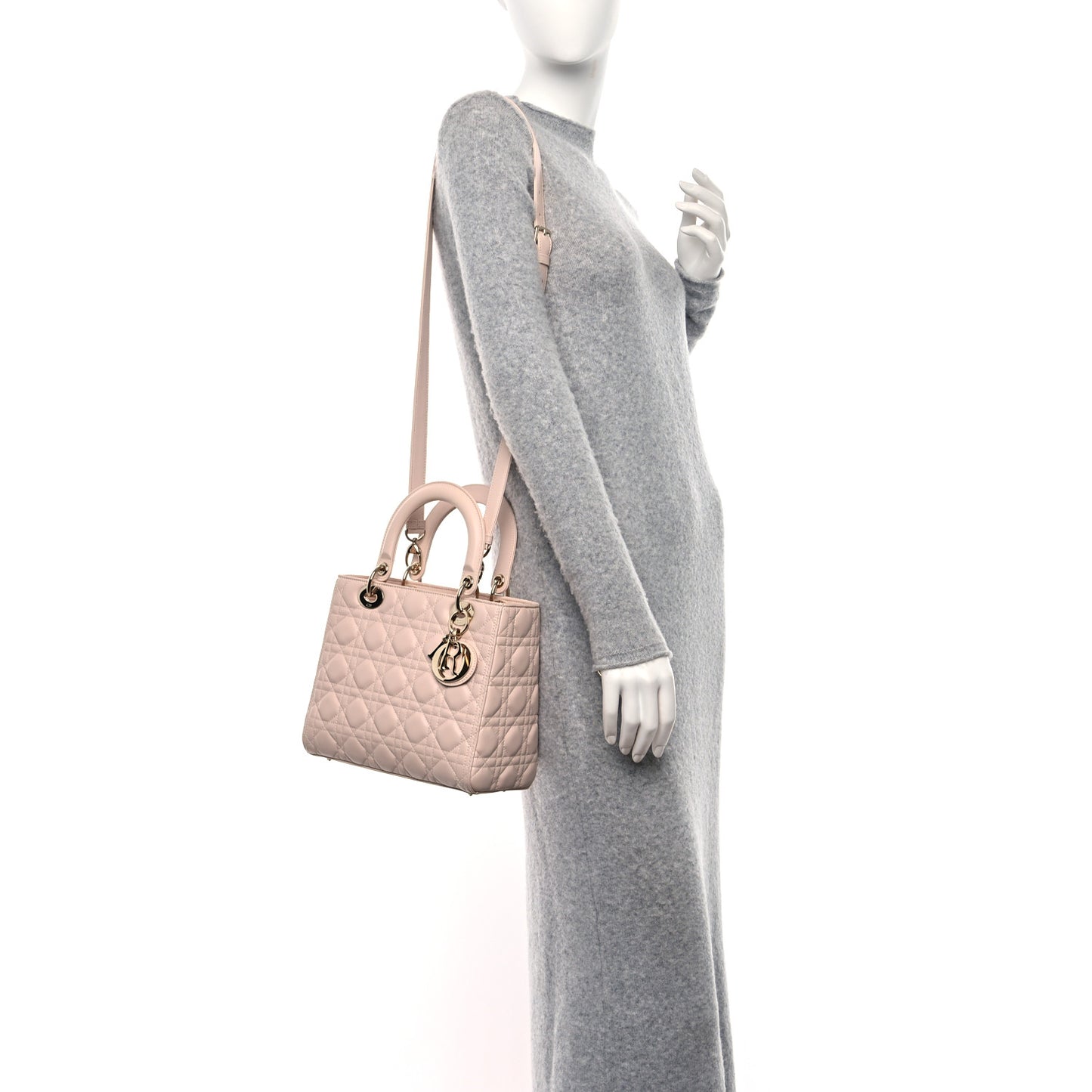 Lambskin Cannage Medium Lady Dior Light Pink