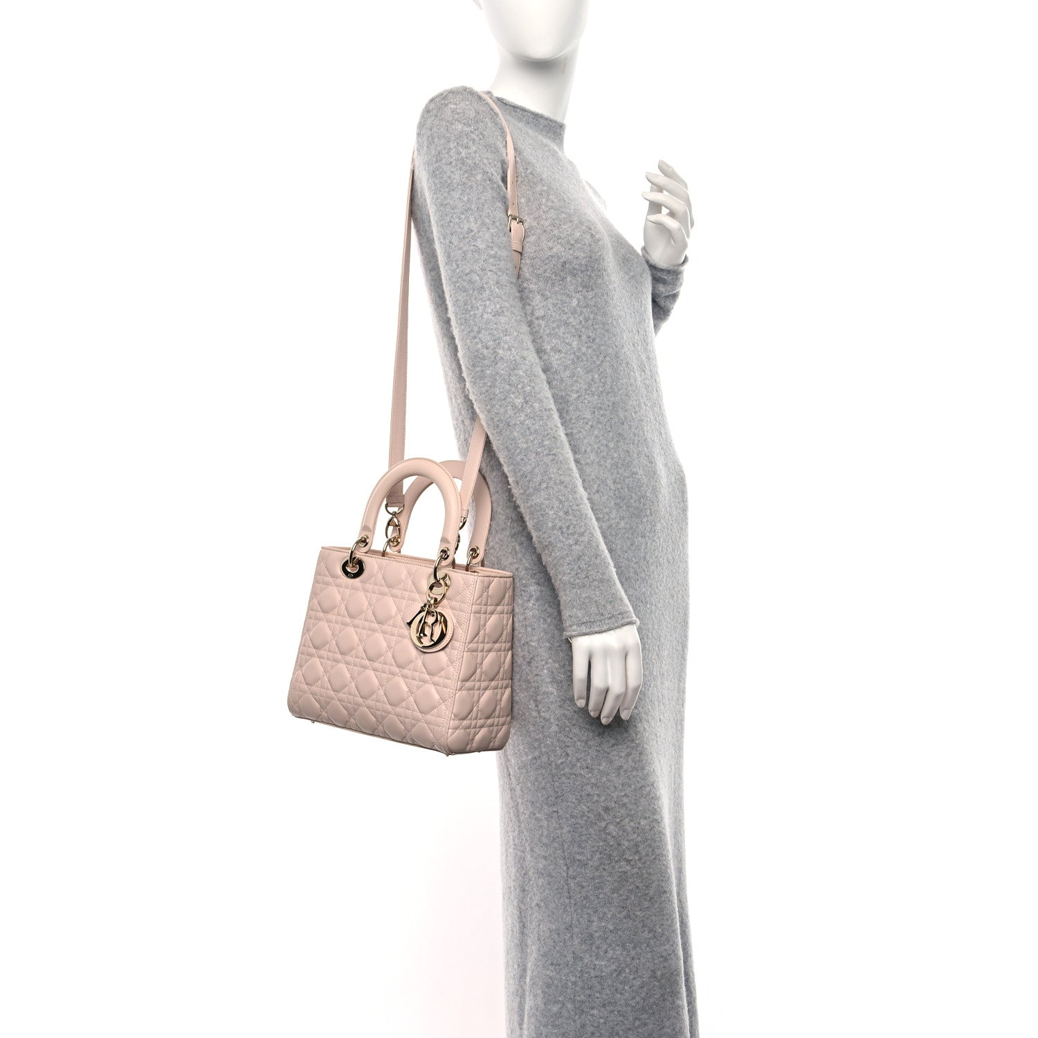 Christian Dior Lambskin Cannage Medium Lady Dior Light Pink 2 of 9