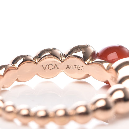 Van Cleef & Arpels 18K Rose Gold Carnelian Perlee Couleurs Variation Ring 50 5.25 6 of 6