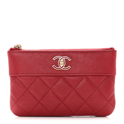 Chanel Sheepskin Quilted Small Mademoiselle Vintage Zip Pouch Red 1 of 9