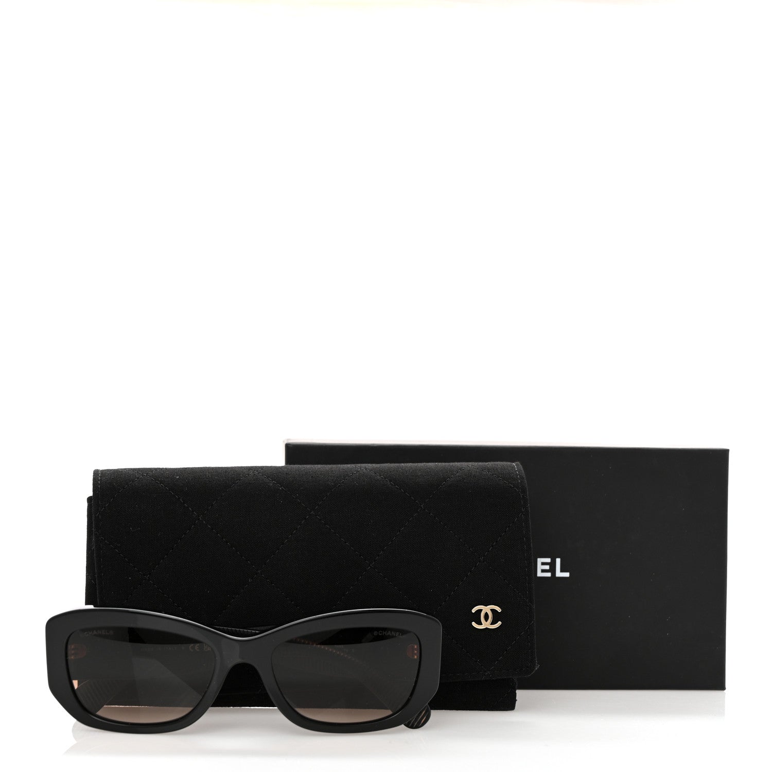 Chanel Acetate Rectangle Sunglasses 5493 Black Brown 8 of 8