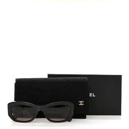 Chanel Acetate Rectangle Sunglasses 5493 Black Brown 8 of 8