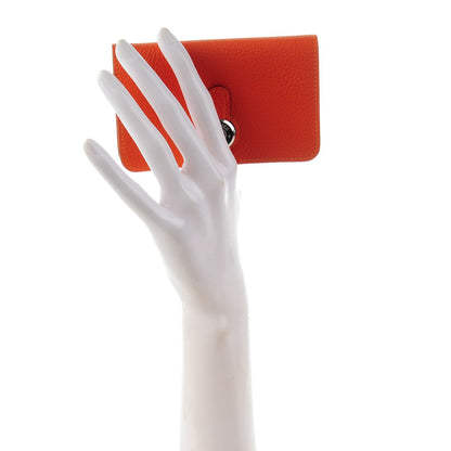 Hermes Togo Dogon Card Case Key Holder Feu 2 of 7