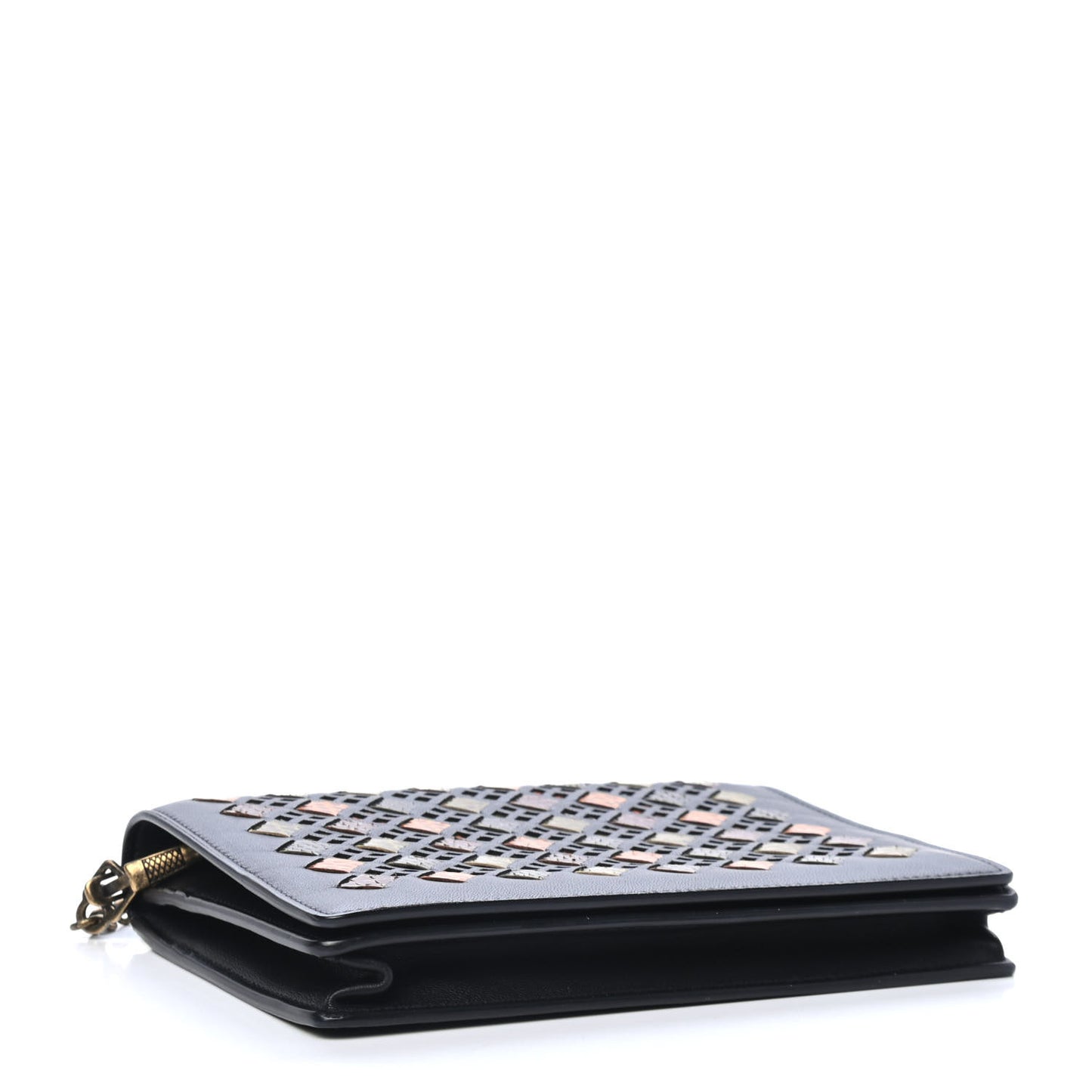 Nappa Intrecciato Snakeskin Stained Glass Montebello Crossbody Black