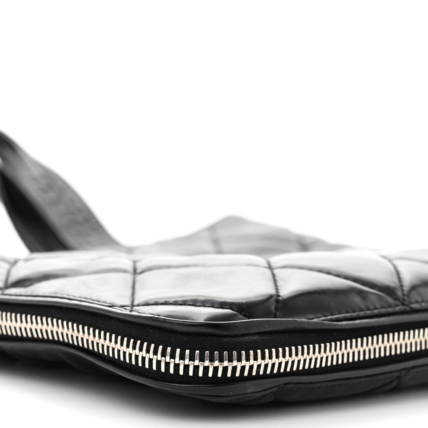Patent Quilted Expandable CC Shoping Tote Black