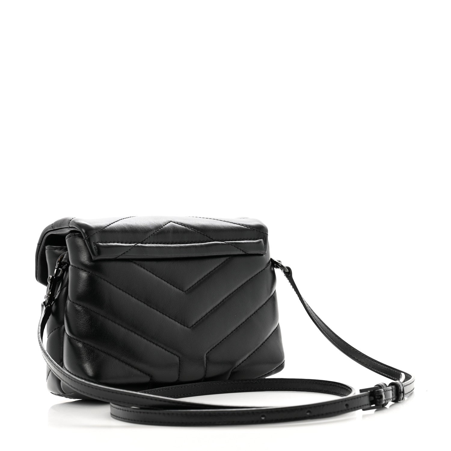 Saint Laurent Calfskin Y Quilted Monogram Monochrome Toy Loulou Crossbody Bag Black 3 of 15