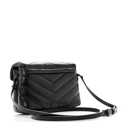Saint Laurent Calfskin Y Quilted Monogram Monochrome Toy Loulou Crossbody Bag Black 3 of 15