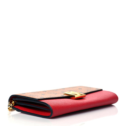 MCM Visetos Calfskin Large Mena Crossbody Wallet On Chain Cognac Ruby Red 3 of 10