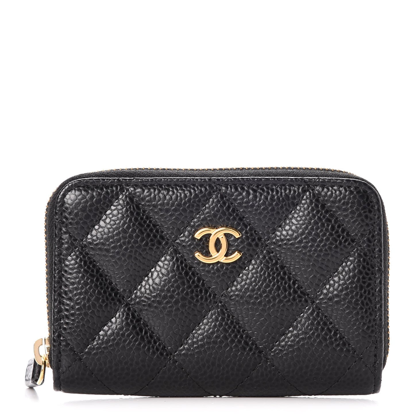 Caviar Quilted Zip Coin Purse Black