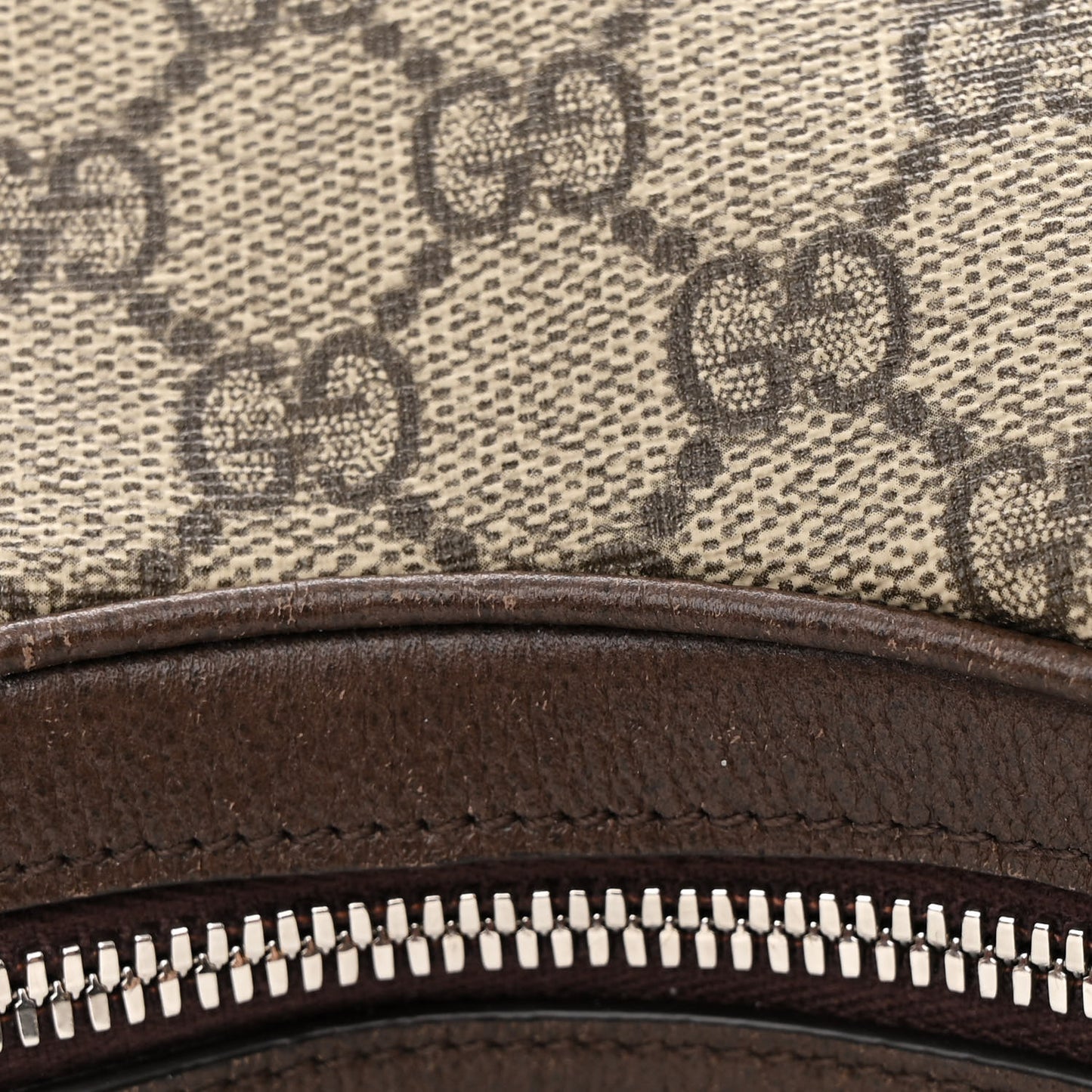 GG Supreme Monogram Textured Calfskin Web Large Attache Shoulder Bag  Beige Blue