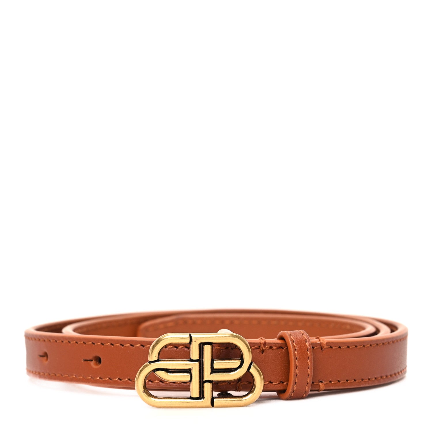 Balenciaga Calfskin BB 15mm Thin Belt 75 30 Brown 1 of 4