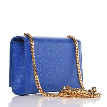 Saint Laurent Grain De Poudre Small Classic Monogram Satchel Royal Blue 3 of 10