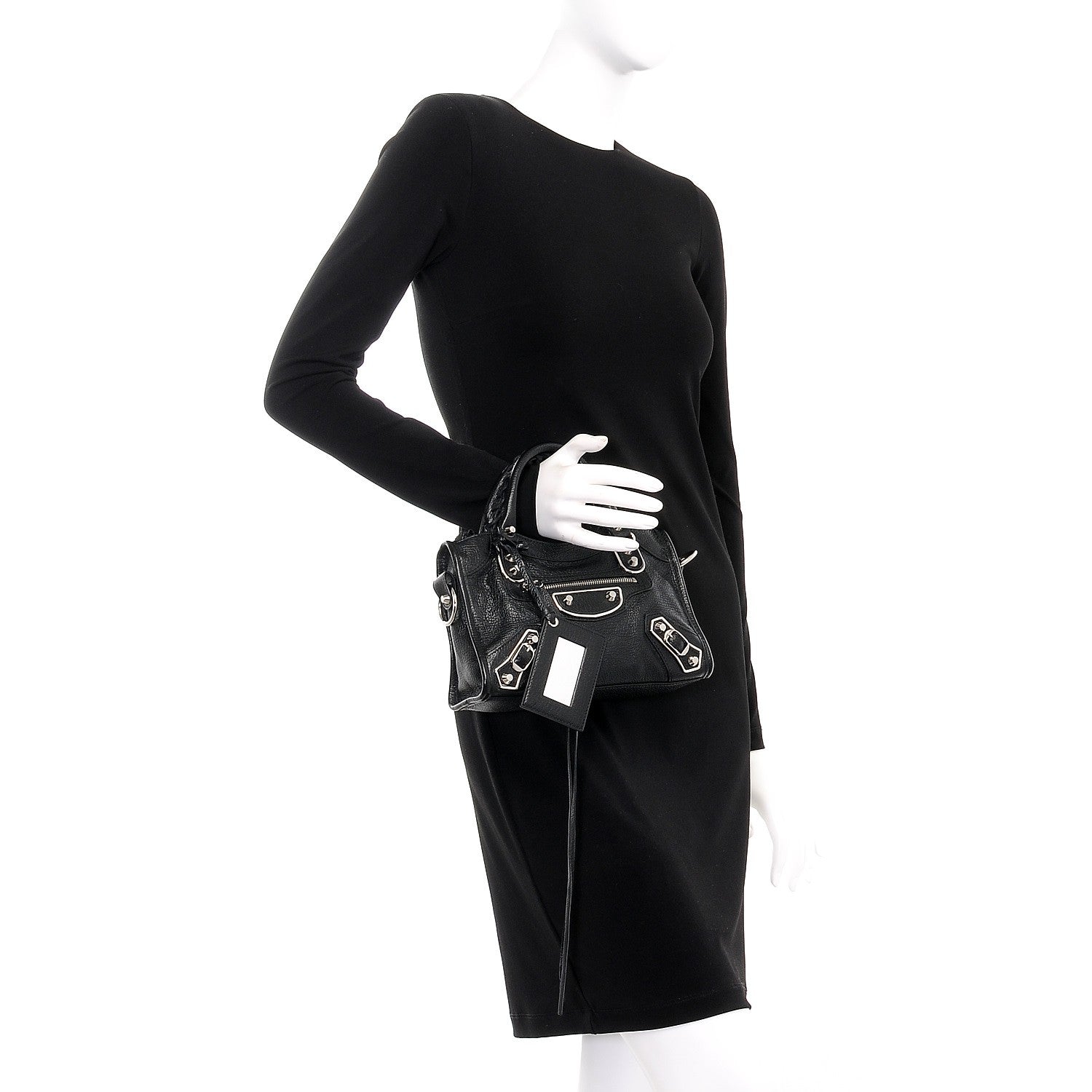 Balenciaga Chevre Silver Metallic Edge Hardware Mini City Black 3 of 8