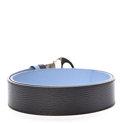 Gucci Dollar Calfskin 1973 Reversible Belt 85 34 Black Mineral Blue 3 of 6