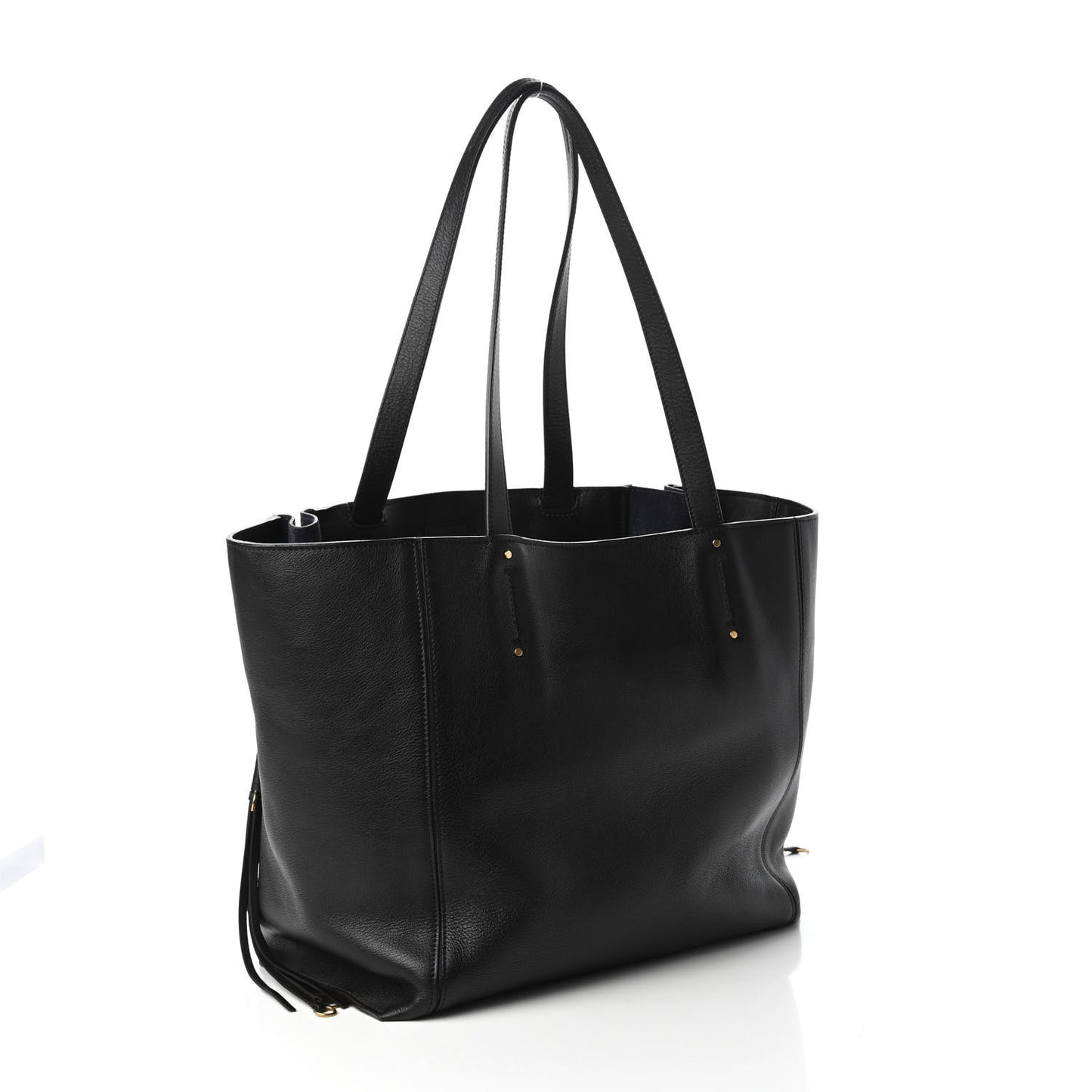 Smooth Calfskin Medium Milo Shopping Tote Black