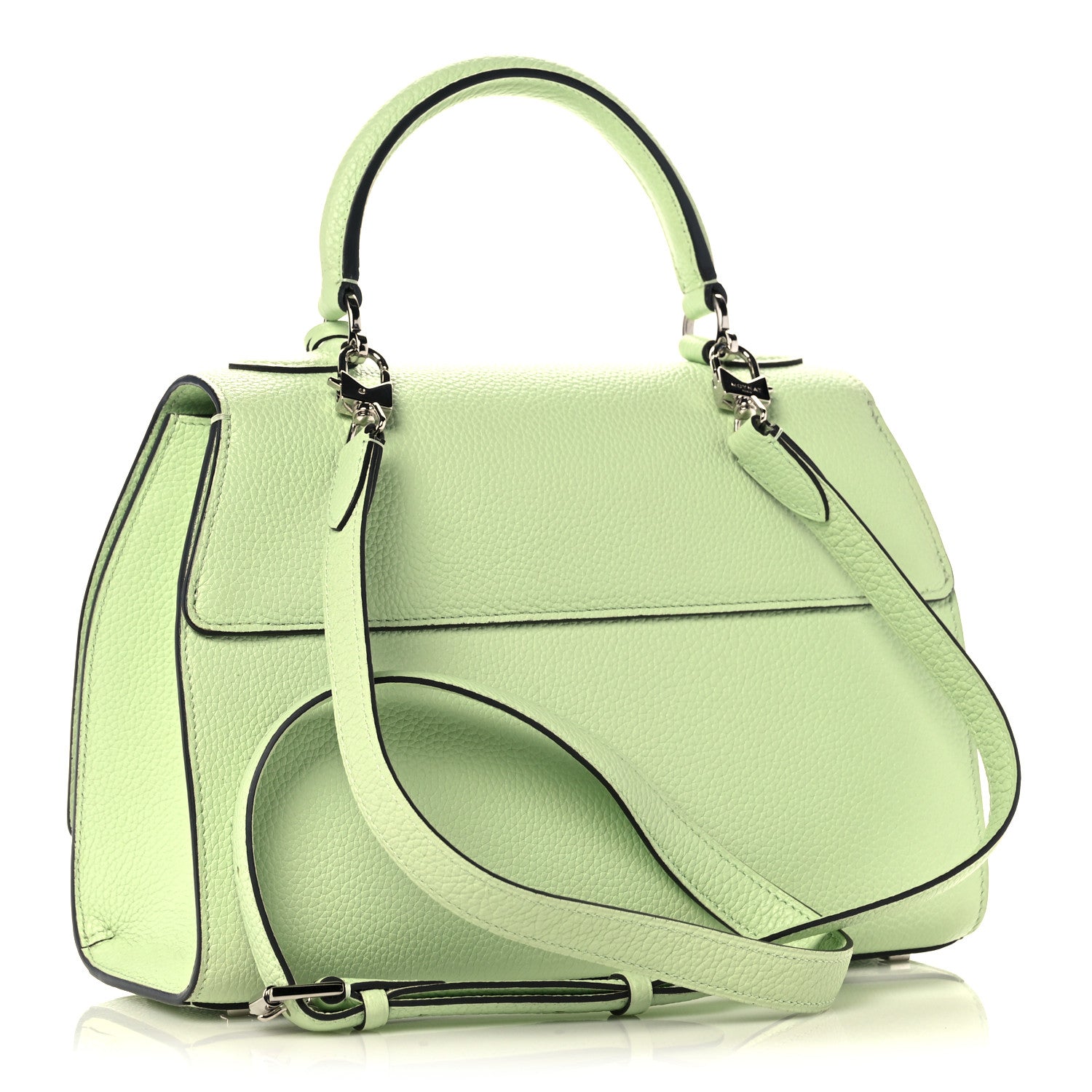 Moynat Taurillon Blush Rejane PM Aqua 3 of 9