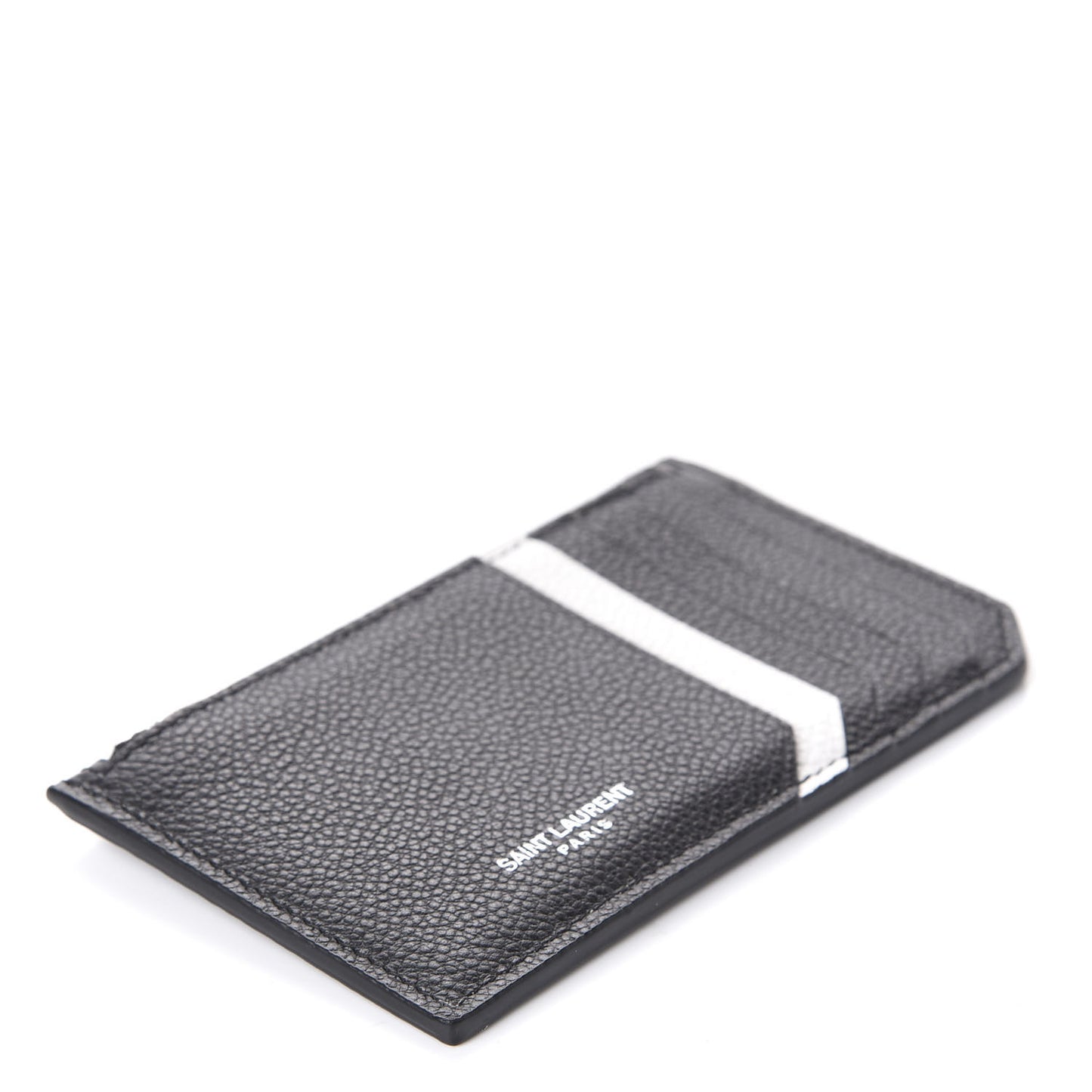 Grained Calfskin 5 Fragments Zip Pouch Card Holder Black