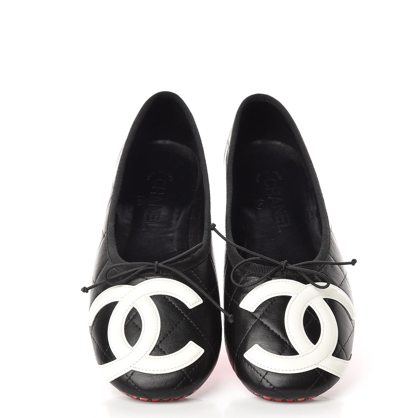 Lambskin Cambon Quilted Ballerina Flats 38 Black