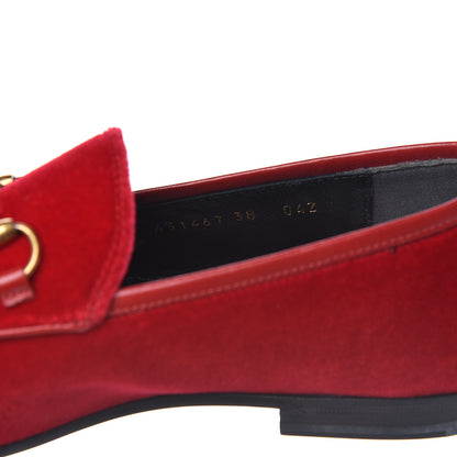 Gucci Velvet Horsebit Womens Jordaan Loafers 38 Hibiscus Red 8 of 9