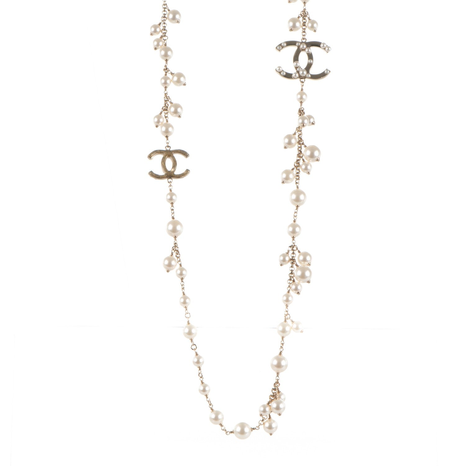 Chanel Enamel Pearl CC Long Necklace Gold 1 of 5