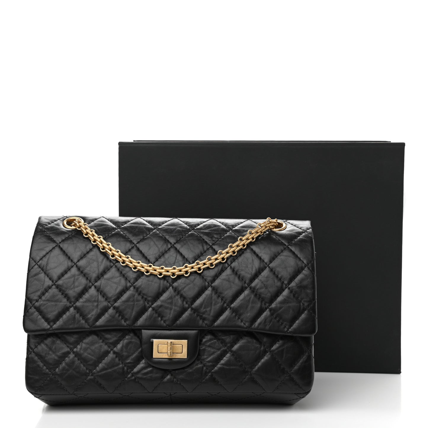 Aged Calfskin Quilted 2.55 Reissue 226 Flap Black