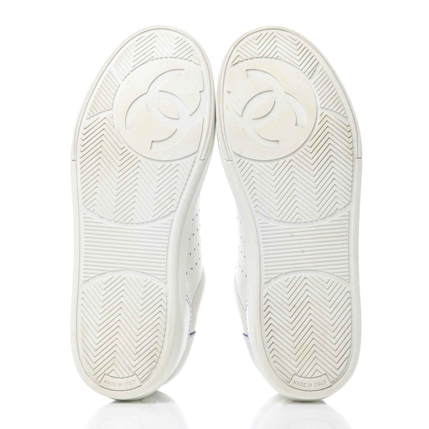 Chanel Calfskin Womens Logo Sneakers 40 White Blue 5 of 20