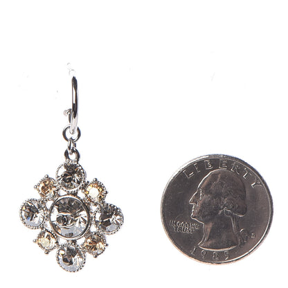 Chanel Crystal CC Drop Earrings Silver 2 of 6